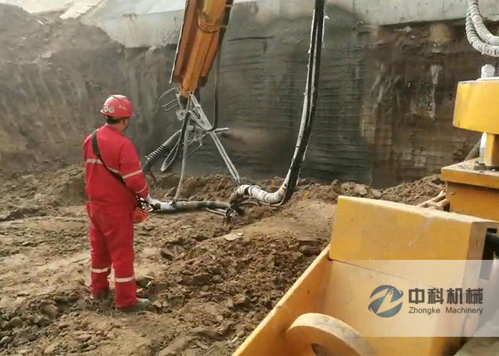 雄安新區(qū)基坑支護(hù)混凝土濕噴臺車施工視頻