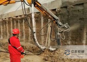 雄安新區(qū)基坑支護(hù)混凝土濕噴臺車施工視頻（2）